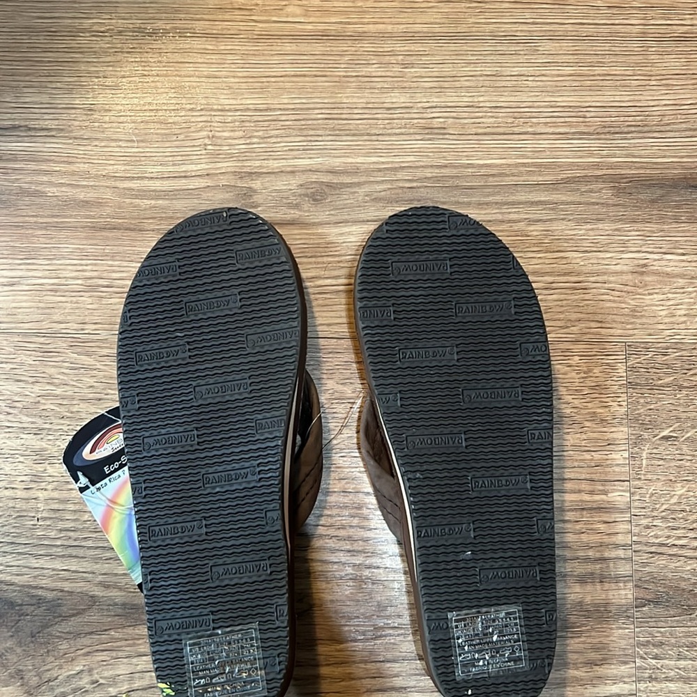 Rainbow Brown Leather Flip Flop Sandals - Picture 3 of 3